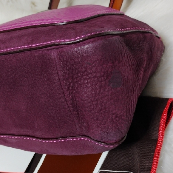SALE! Coach Vintage Two-Tone Purple/Burgundy Shoulder Bag W Dust Bag - Picture 8 of 15